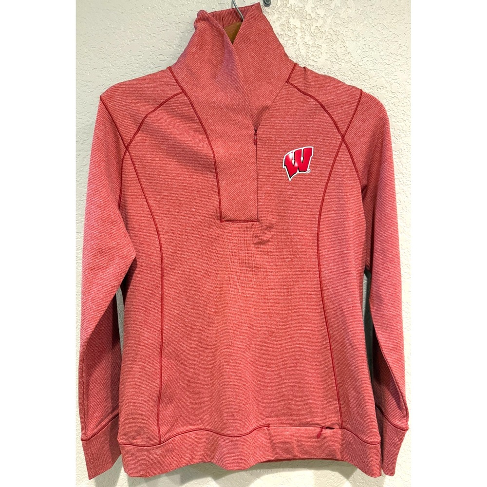 Cutter & Buck Unisex Wisconsin Badgers Half Zip Long Sleeve Red Shirt Medium M
